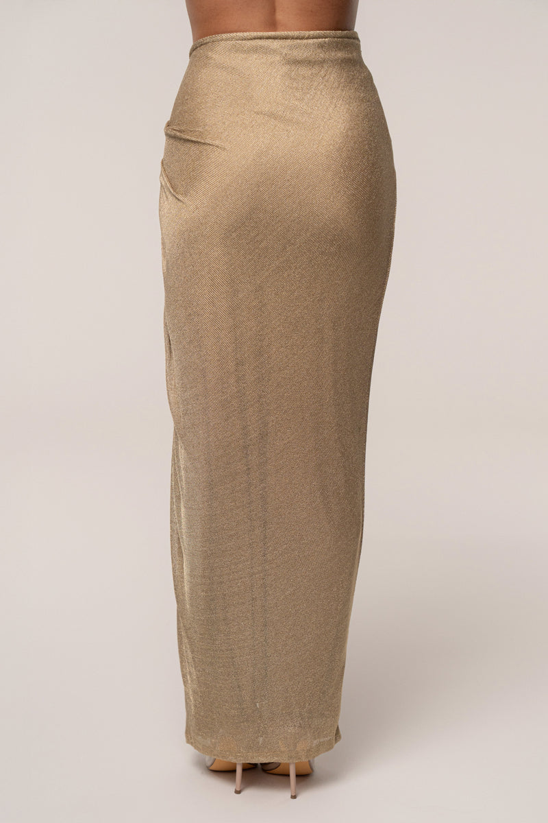 Gold Noelia Metallic Slit Skirt