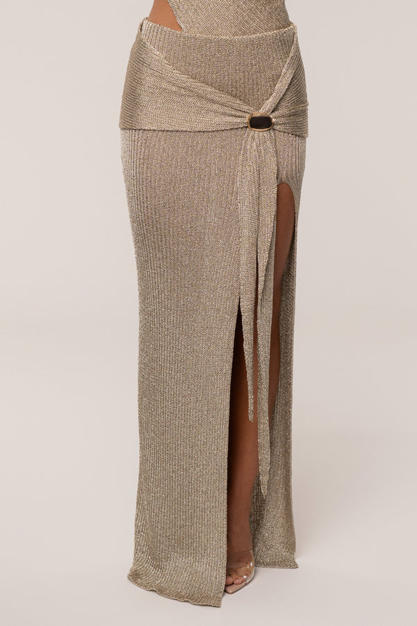 Gold Hazel Metallic Wrap Skirt