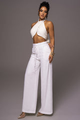 Off White Waverly Linen Trousers