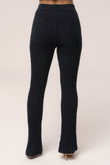 Black Lanah Knit Flare Pants